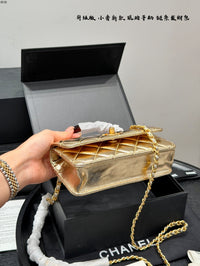 Metallic Mini Top Handle Flap Bag