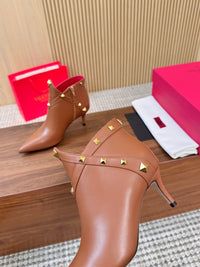 Rockstud Leather Ankle Boots