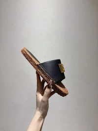 Nappa Leather Espadrille Sliders