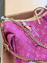 Monogram Denim Hobo Shoulder Bag