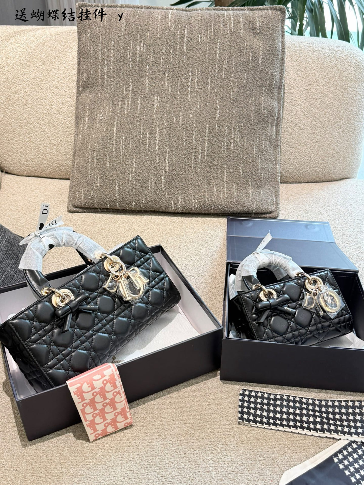 Lady Mini Bag in Cannage Lambskin Leather