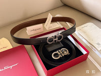 Double Gancini Reversible Leather Belt