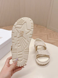 Frayed Tweed Platform Sandals