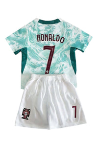 Ronaldo #7 Mint Green Kids Soccer Jersey Set