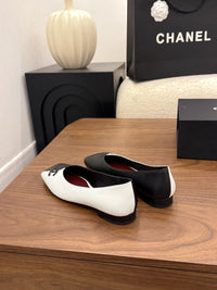 Two-Tone Leather Ballerina Flats