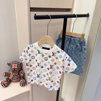 Multicolor Monogram Shorts Set