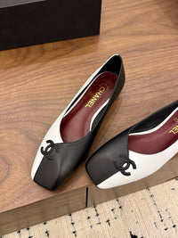 Two-Tone Leather Ballerina Flats