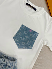Monogram Denim Shorts Set