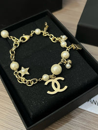 Pearl Charm Necklace & Bracelet Set