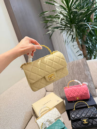 Mini Top Handle Flap Bag Lambskin