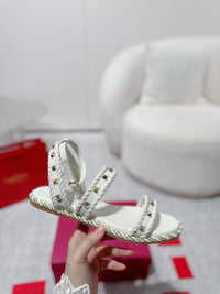 Garavani Rockstud Rope Flat Sandals