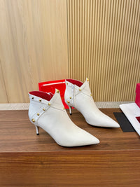 Rockstud Leather Ankle Boots