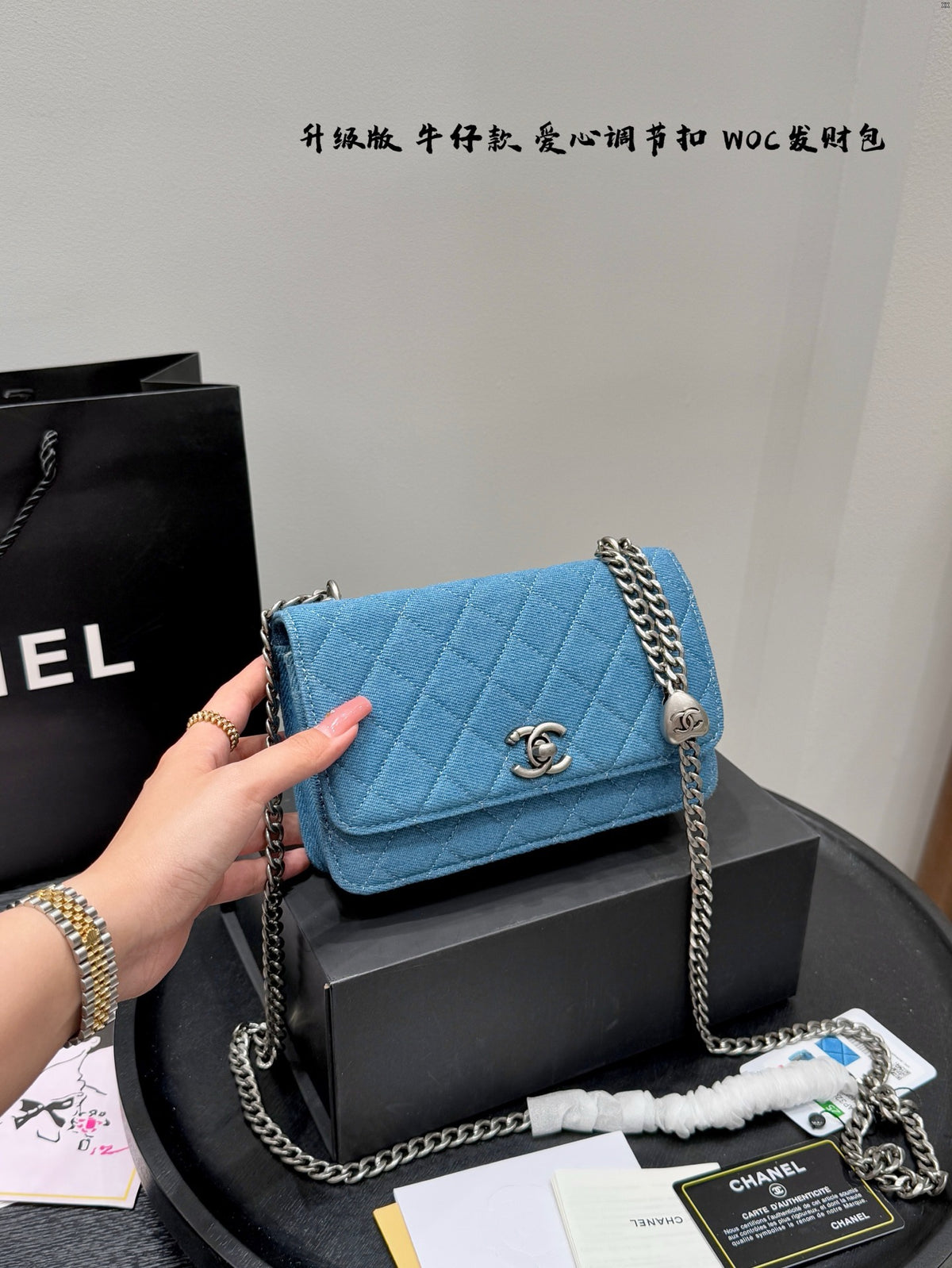 24P Denim Wallet on Chain Bag