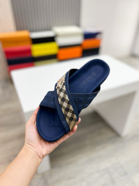 Vintage Check Cross Strap Slides