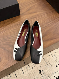 Two-Tone Leather Ballerina Flats