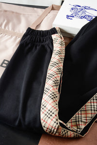 Check-Stripe Slim Sweatpants