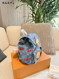 Cherry Denim Mini Backpack