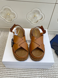 Leather Crossover Platform Sandals