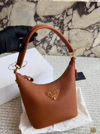 Logo Plaque Leather Shoulder Bag