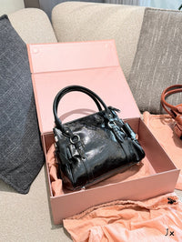 Shiny Leather Top Handle Bag