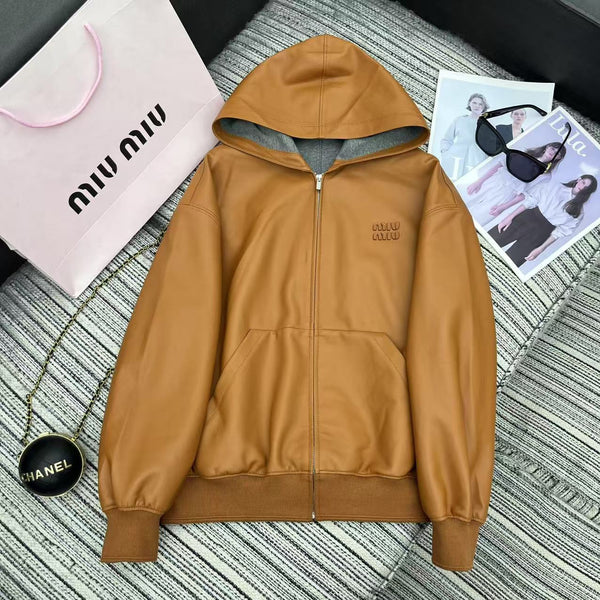 26S Nappa Leather Hoodie