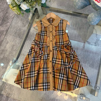 Vintage Check Sleeveless Shirt Dress