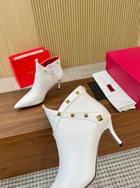 Rockstud Leather Ankle Boots