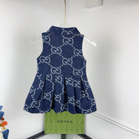Denim Sleeveless Pleated Dress