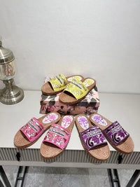 Maiolica Print Espadrille Sliders