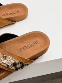 Vintage Check Cross Strap Slides