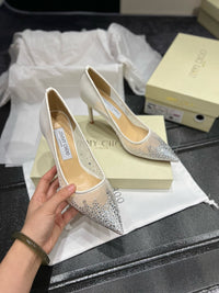 Love Embellished Mesh Pumps