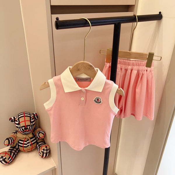 Pink Polo & Skirt Set
