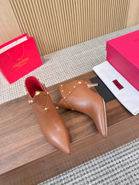 Rockstud Leather Ankle Boots
