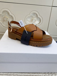 Leather Crossover Platform Sandals
