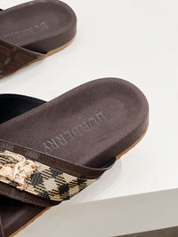 Vintage Check Cross Strap Slides