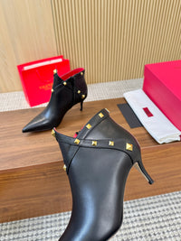 Rockstud Leather Ankle Boots