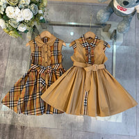 Vintage Check Sleeveless Shirt Dress