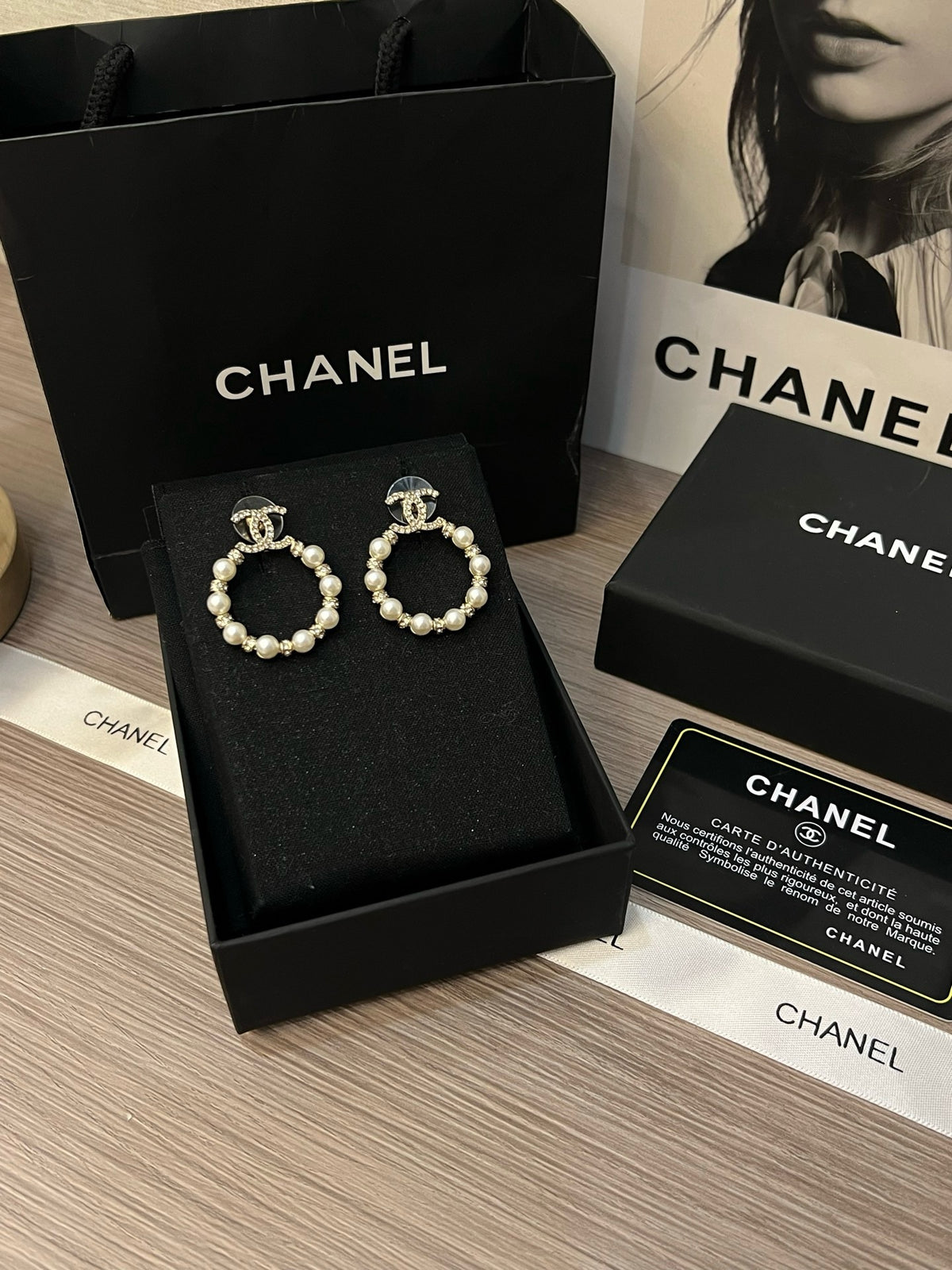 Pearl Crystal Hoop Earrings