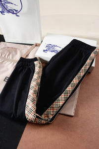 Check-Stripe Slim Sweatpants