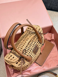 Raffia Top Handle Bag