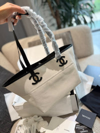 26M Shopping Bag Ecru Canvas & Calfskin