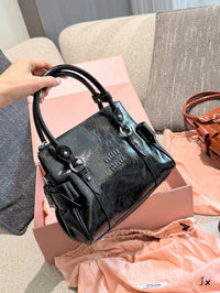 Shiny Leather Top Handle Bag