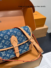 Diane Blue Denim Crystal Shoulder Bag