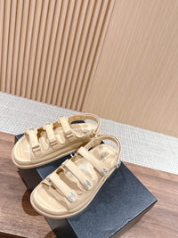 Lambskin Crystal Velcro Dad Sandals