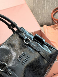 Shiny Leather Top Handle Bag