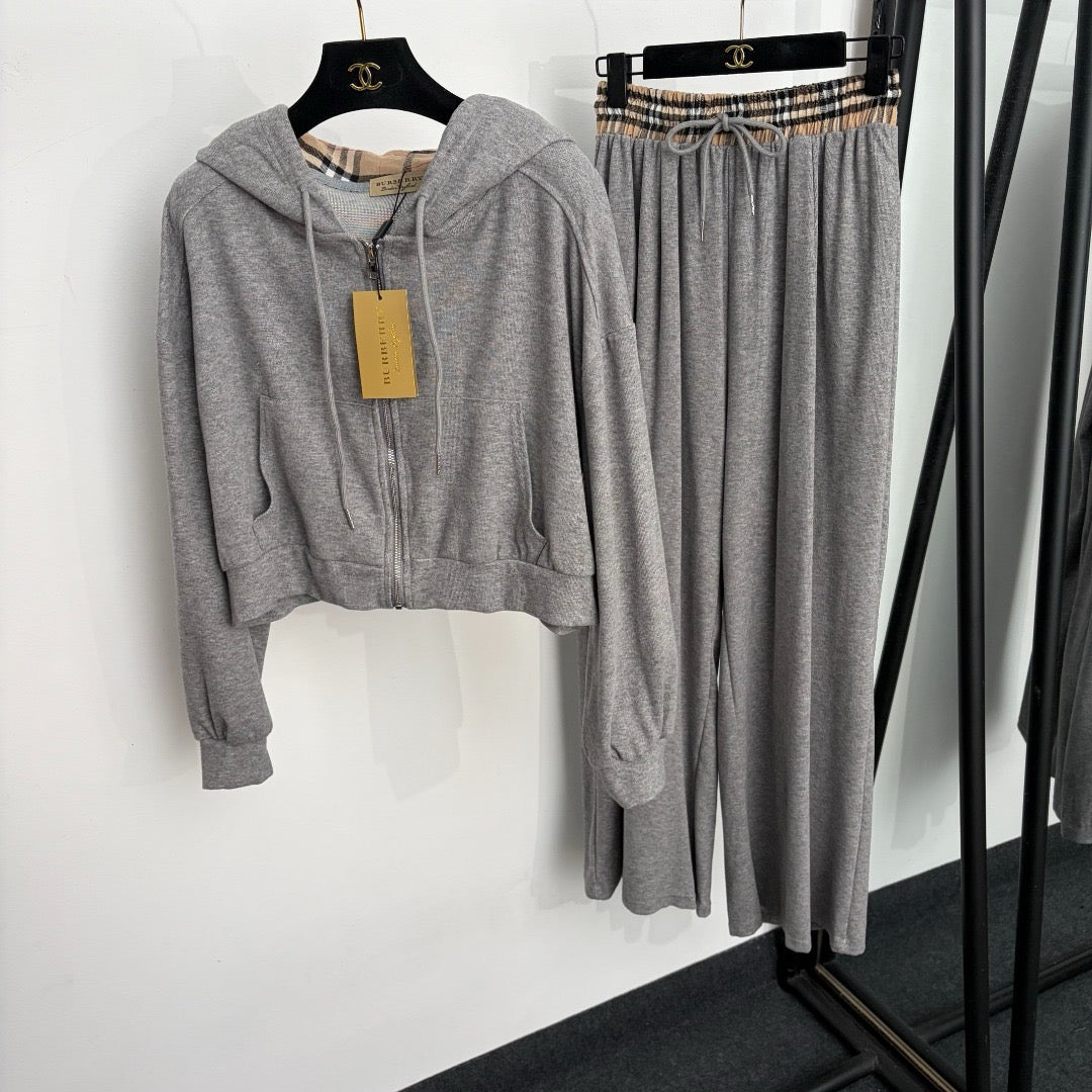 Check Hoodie Trousers Set