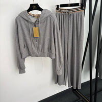 Check Hoodie Trousers Set