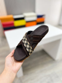 Vintage Check Cross Strap Slides