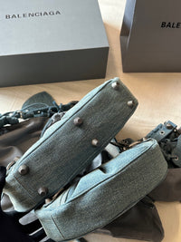 Le Cagole Small Shoulder Bag in Blue Washed Denim