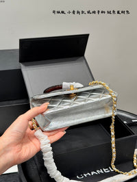 Metallic Mini Top Handle Flap Bag